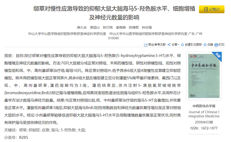 纈草對(duì)慢性應(yīng)激導(dǎo)致的抑郁大鼠大腦海馬5-羥色胺水平、細(xì)胞增殖及神經(jīng)元數(shù)量的影響